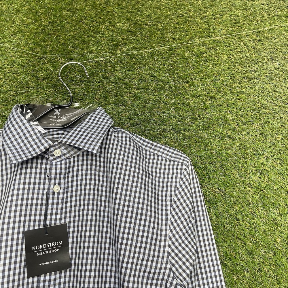 Nordstrom Dress Shirt Mens 15.5 32/33 Long Sleeve Extra Trim Fit Gray Stonehedge